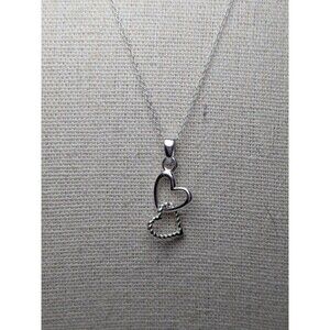 Sterling Necklace With Double Hearts Pendant